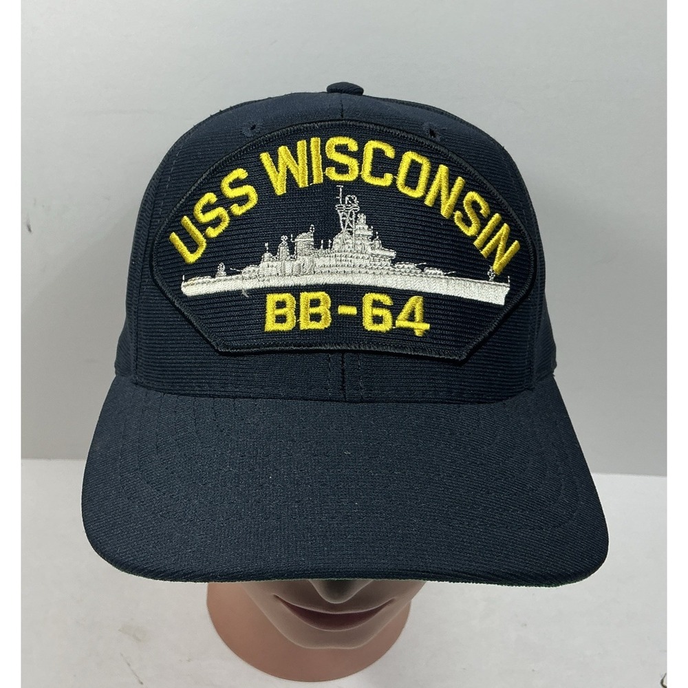 Vintage Navy USS WISCONSIN BB-64 Snapback Cap Baseball Hat Military